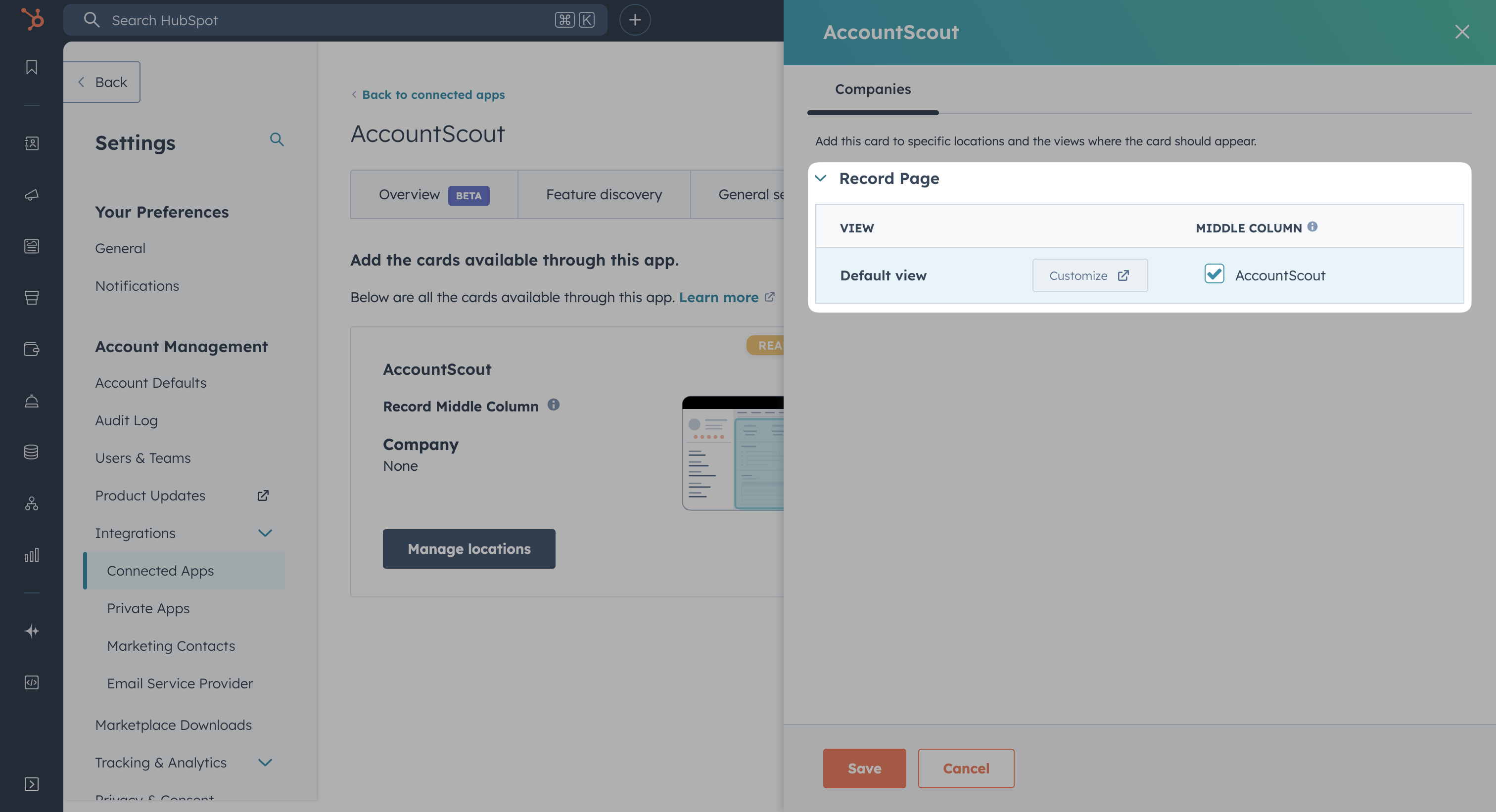 AccountScout Record Customization Sidebar